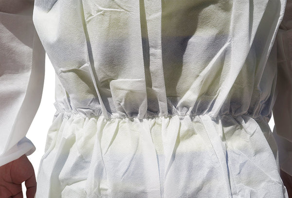 Raygard 30303 SMS Disposable Hooded Coveralls Suit Dust Chemical Protective Elastic Wrist, Ankles, Waist Zipper Front Closure for Spray Painting Medical Cleaning Work(2X-Large,White)