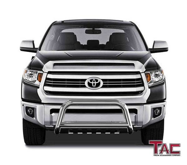 TAC Bull Bar Fit 2007-2020 Toyota Tundra Pickup Truck / 2008-2020 Toyota Sequoia SUV 3" Stainless Steel Front Bumper Guard Grille Guard Brush Push Guard Off Road Exterior Accessories