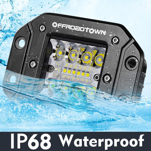 Flush Mount LED Pods, OFFROADTOWN 2pcs 5'' 78W Driving Lights LED Work Light Flush LED Light Bar Super Bright Fog Lights Off Road Lights for Truck SUV Boat 4x4 Jeep Grill Mount