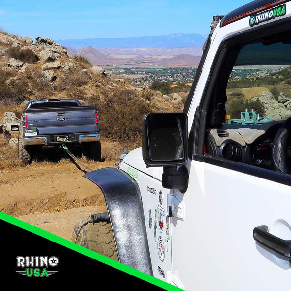 RHINO USA COMBO Recovery Tow Strap (20ft) & Shackle Hitch Receiver - Lab Tested 31,518lb Break Strength - Heavy Duty Draw String bag Included - Triple Reinforced Loop End to Ensure Peace of Mind