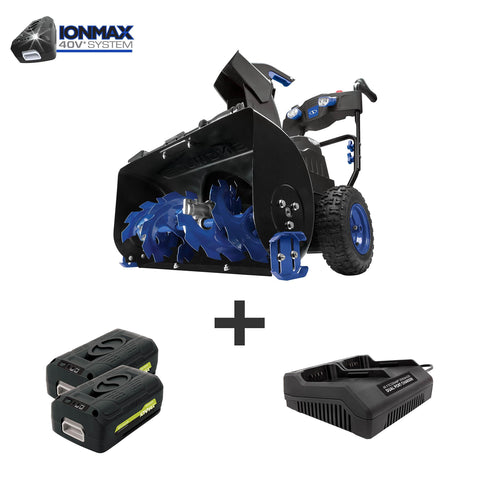 Snow Joe iON8024-XR 80-Volt iONMAX Cordless Two Stage Snow Blower Kit | 24-Inch | 4-Speed | Headlights | W/ 2 x 5.0-Ah Batteries and Charger