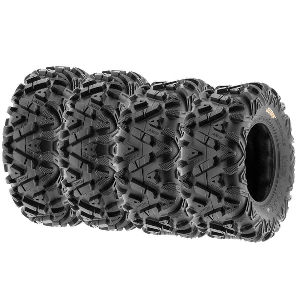 SunF Power.I ATV/UTV all-terrain Tires 25x8-12 Front & 25x10-12 Rear, Set of 4 A033, 6-PR, Tubeless