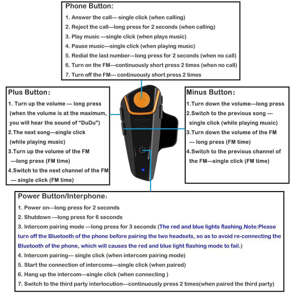 Thokwok Motorcycle Bluetooth Headset,BT-S2 1000m Helmet Bluetooth Communication Systems Ski Helmet Headphones Bluetooth Intercom Walkie-Talkie for Snowmobile,Up to 3 Riders(Pack 2)