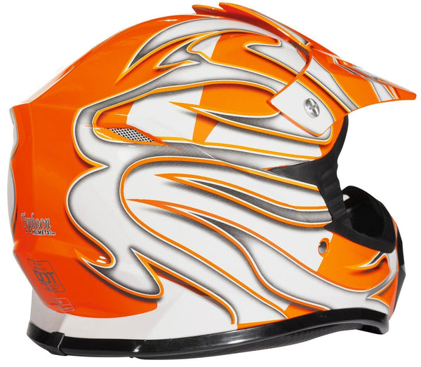 Typhoon Youth Kids Off Road Gear Combo Helmet Gloves and Goggles - Orange (Medium)