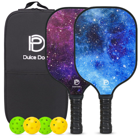 DULCE DOM Pickleball Paddles Set of 2, USAPA Approved Fiberglass Pickleball Set with Pickleball Paddles, 4 Pickleball Balls and Pickleball Bag, Pickle Ball Rackets Gifts for Beginners & Pros