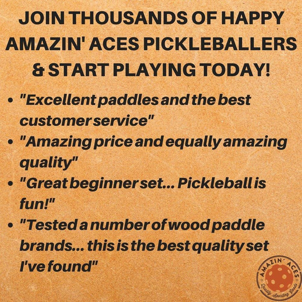 Pickleball Paddle Set By Amazin' Aces | Pickleball Set Includes 2-4 Wood Pickleball Paddles, 4 Pickleballs, 1 Carry Bag & Guaranteed FUN! | Great Rackets For Beginners | Includes Free eBook [product _type] Amazin' Aces - Ultra Pickleball - The Pickleball Paddle MegaStore
