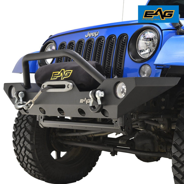 E-Autogrilles 51-0328 EAG 07-18 Jeep Wrangler JK Rock Crawler Off road Front Bumper with Winch Mounting Plate