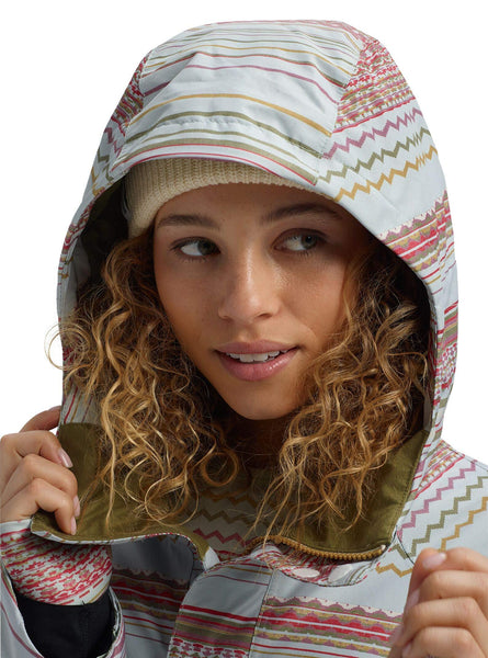 Burton Women's Gore-Tex Kaylo Jacket, Aqua Gray Revel Stripe, Medium