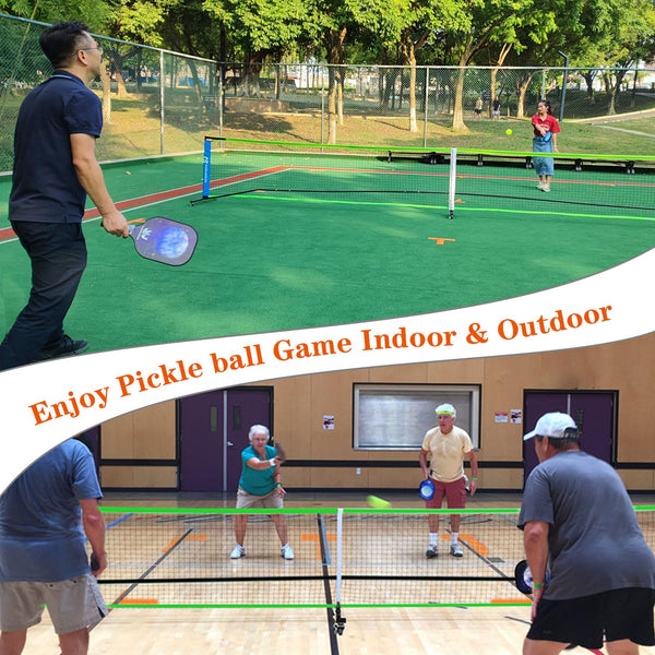 Portable Pickleball Net Set with Wheels, 22ft Regulation Size Pickleball Net System with 4 Fiberglass Paddles, 8 Outdoor Pickleball Balls and Carry Bag for Backyard and Driveway