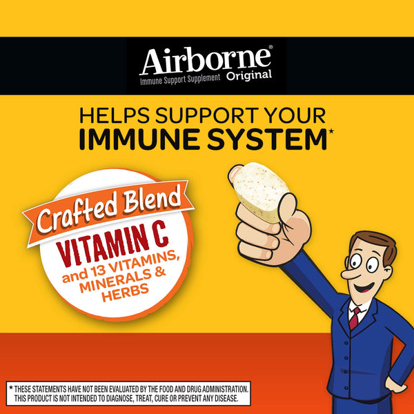 Vitamin C 1000mg - Airborne Citrus Chewable Tablets (116 count in a bottle), Gluten-Free Immune Support Supplement and High in Antioxidants, Packaging May Vary