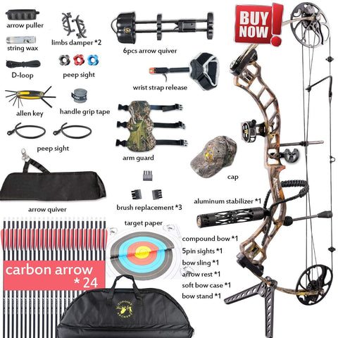 XGEEK Compound Bow，Compound Hunting Bow Kit，CNC Milling Bow Riser，Limbs Made in USA，19"-30" Draw Length,19-70Lbs Draw Weight，Up to 320FPS， (2 Years Warranty)