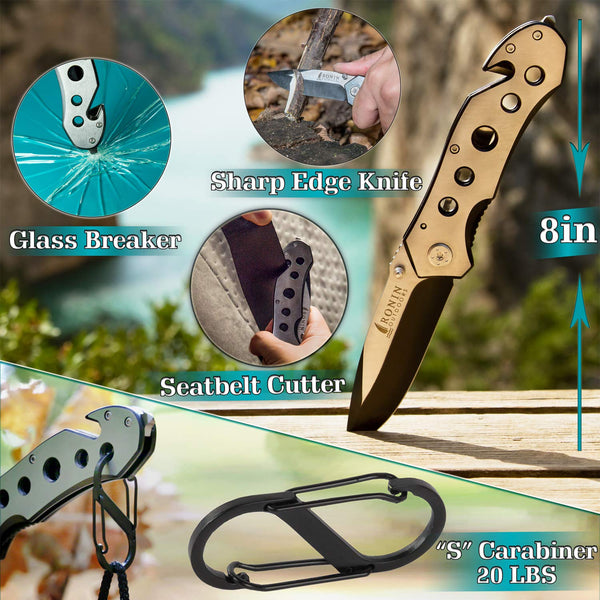 Survival Kit Tactical Camping Gear 14 in 1 Backpack Hiking Outdoor Gifts for Men and Women - Car Emergency EDC Tools - SOS Earthquake Kit Disaster Preparedness