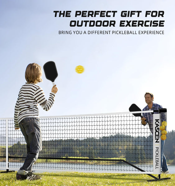 Kascen Pickleball Net - 22 FT Regulation Size Portable Pickleball Net, Pickle Ball Net with Exclusive Ball Holder, 4 Pickleballs & Carry Bag, Pickle Ball Net for Outdoor Indoor Driveway Backyard White