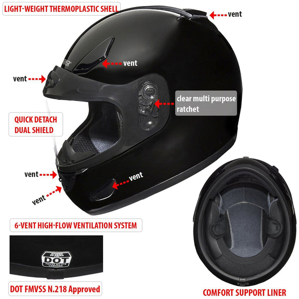 Raider Full-Face Snowmobile Helmet (Black, X-Large)