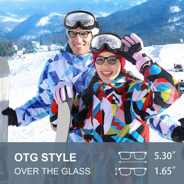 MIABOO OTG Ski Goggles - Over Glasses Ski/Snowboard Goggles for Men, Women & Youth Snowmobile Skiing Skating - 100% UV400 Protection