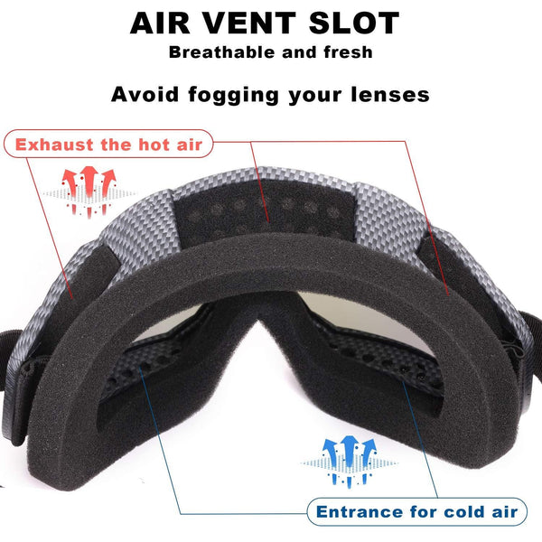 Rngeo Ski Goggles, 2 Pack Snowboard Goggles for Men, Women, Youth, with Durable ABS Frame, UV 400 Protection, Wind Resistance, Anti-Glare Lenses & Soft Foam (2 Colors in 1)