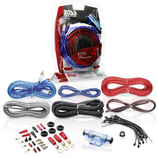 BOSS Audio KIT10 4 Gauge Amplifier Installation Wiring Kit - A Car Amplifier Wiring Kit Helps You Make connections and Brings Power To Your Radio, Subwoofers and Speakers