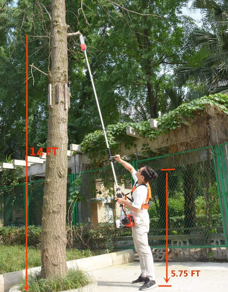 MAXTRA Pole Saw,Powerful Gas Pole Chainsaw 42.7CC 2-Cycle 8.2 FT to 11.4 FT Cordless Extension Pole Saw Tree Trimmer Long Reach Saw with Carry Bag