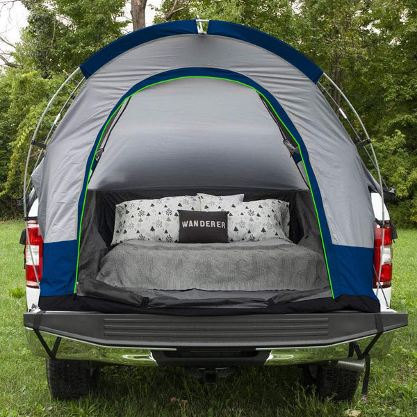 North East Harbor Pickup Truck Bed Camping Tent, 2-Person Sleeping Capacity, Includes Rainfly and Storage Bag - Fits Full Size Truck with Long Bed - 96"-98" (8'-8.2') - Gray and Blue - Ultra Pickleball