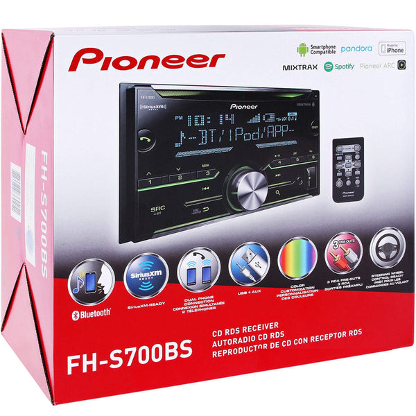 Pioneer Double DIN In-Dash Built-in Bluetooth iPod iPhone HD Radio CD AM/FM MP3, Front USB, Pandora, iHeartRadio Spotify SiriusXM Satellite Radio Ready Car Stereo Receiver / Free ALPHASONIK Earbuds