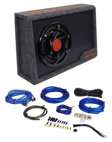 Rockville RWS10CA Slim 1000w 10" Powered Loaded Car Subwoofer Enclosure+Wire Kit - Ultra Pickleball