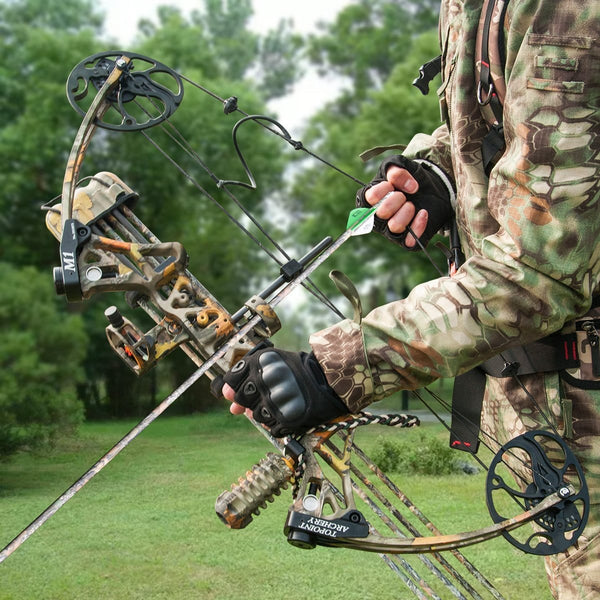 Compound Bow Ship from USA Warehouse,Topoint Archery Package,M1,19"-30" Draw Length,19-70Lbs Draw Weight,320fps IBO Limbs Made in USA (Forest camo)