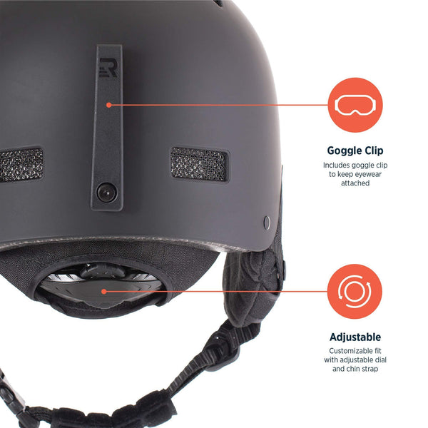 Retrospec Traverse H1 Ski & Snowboard Helmet, Convertible to Bike/Skate, Matte Black, Large (59-63cm)