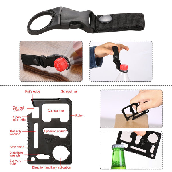 Puhibuox Emergency Survival Kit, 14 in 1 Survival Gear Kit Gift for Men Him, Tactical Defense Equitment Tool for Camping, Hiking, Hunting, Adventure Accessories