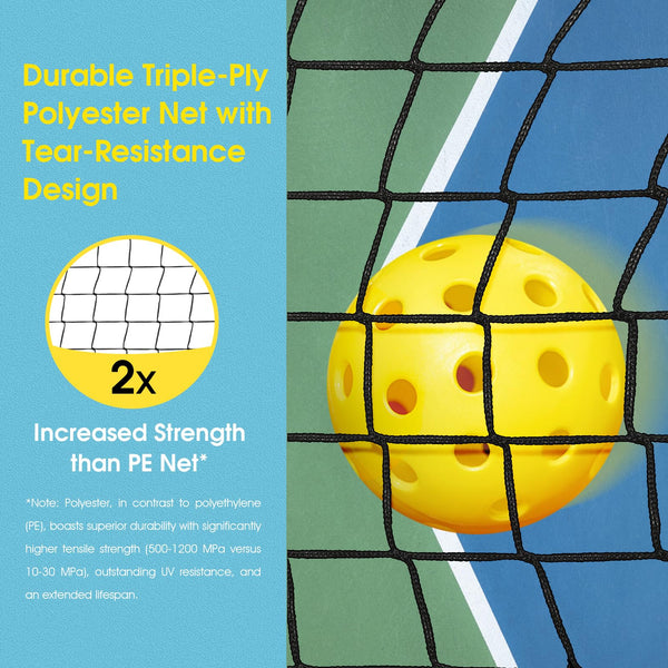MangoStar Pickleball Net, 22FT Portable Pickleball Nets with Exclusive Ball Holder, Court Marker, 4 Pickleballs, Tape Measure, Regulation Size Pickle Ball Net for Outdoor Indoor Driveway