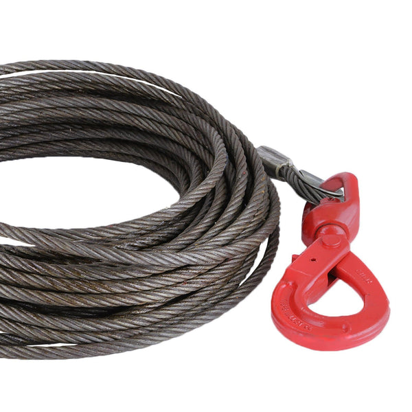 Mophorn Winch Cable 3/8Inch x 100Ft Replacement Wire Rope 4400LBS Fiber Core Self Locking Swivel Hook