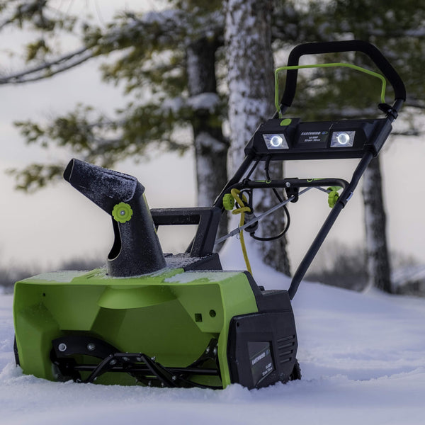 Earthwise SN71022 22-Inch 14-Amp Snow Thrower with LED Lights, Green/Black