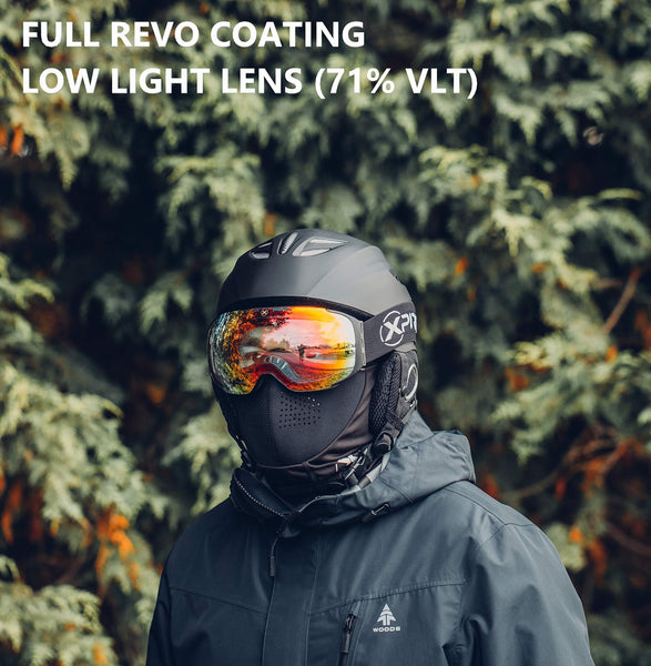 XPIRIT Ski & Snowboard Goggles Men & Women - 100% UV Protection, Anti-Fog & Anti-Scratch - Over-The-Glasses Design, Interchangeable Magnetic Dual Layers Lens - 2 Pairs of Lenses