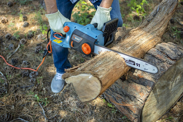 SENIX CSE12-M 12 Amp Electric Chainsaw with 16" Oregon Bar and Chain, Blue