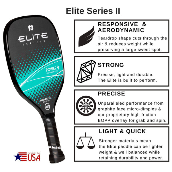 Pickle-Ball, Inc. Elite Pickleball Paddle (Power, Finesse, Skill) (Power II - Teal) [product _type] Pickle-Ball - Ultra Pickleball - The Pickleball Paddle MegaStore