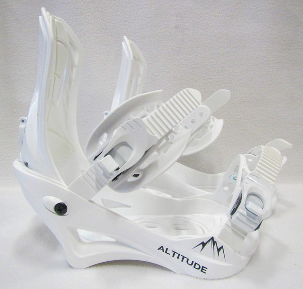 ALTITUDE" Snowboard BINDINGS (White) L/XL (Men 8.5-13 Women 9.5+) Compatible with 4X4, Burton 3D, Burton EST