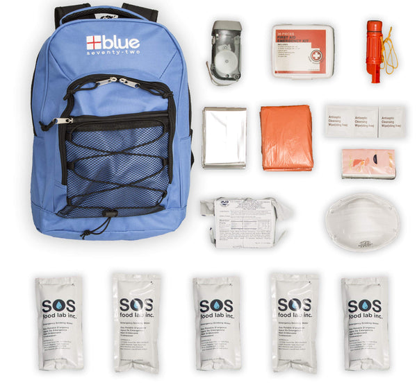 Blue Coolers Blue Seventy-Two | 72 Hour Emergency Backpack Survival Kit for 1 Person | Survival Kit for Roadside, Earthquake, Tornado, Hurricane, and Other Emergencies