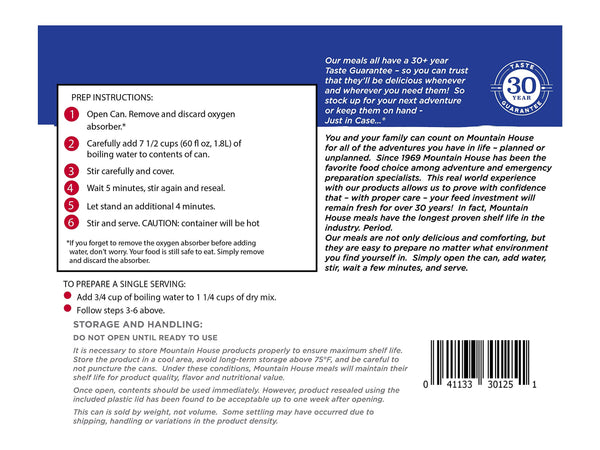 Mountain House Lasagna with Meat Sauce XL | Freeze Dried Survival & Emergency Food | #10 Can