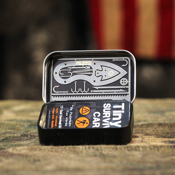 Tiny Survival Card: A 17-Tool Survival Kit with Knife That Fits in Your Wallet - Ultimate EDC, Multitool Card for Your Wallet - Great Gift!