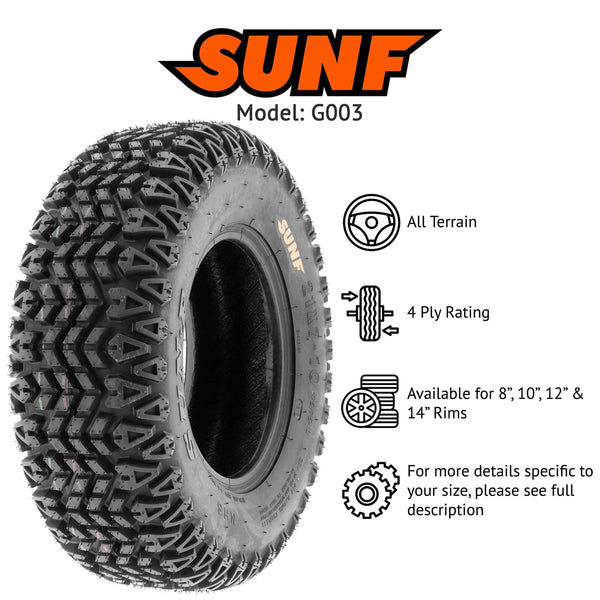Set of 2 SunF G003 all-Terrain UTV & Golf-Cart Turf Tires 25x10.5-12, 4 Ply, Tubeless - Lawn & Garden