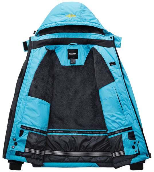 Wantdo Women's Waterproof Mountain Jacket Fleece Ski Jacket US S  Blue Small