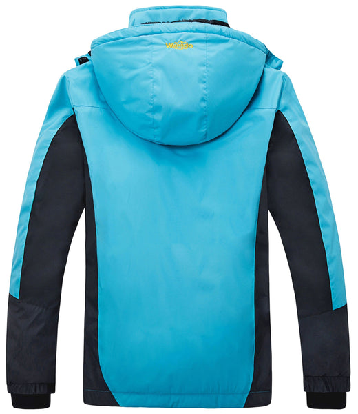 Wantdo Women's Waterproof Mountain Jacket Fleece Ski Jacket US S  Blue Small