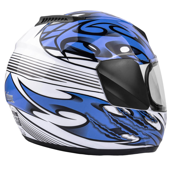 Typhoon Youth Full Face Motorcycle Helmet Kids DOT Street - Ships Same Day - Blue (Small)
