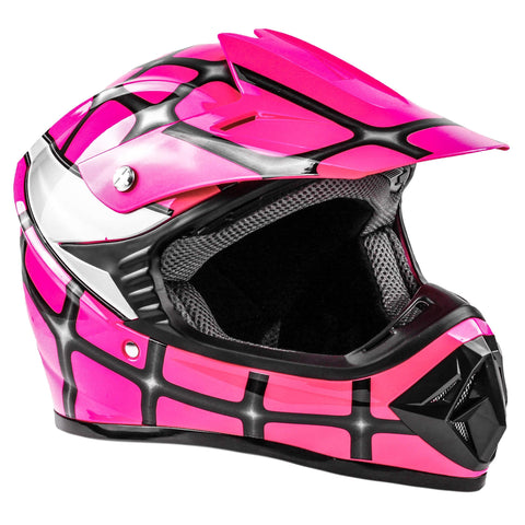 Typhoon Kids Youth Offroad Helmet DOT Motocross ATV Dirt Bike MX Motorcycle Spiderman Pink, Medium
