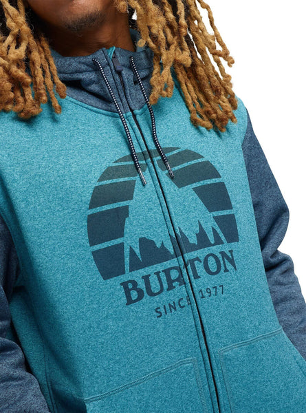 Burton Men's Oak Full-Zip, Blue Curaçao Heather, Large