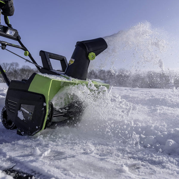 Earthwise SN71022 22-Inch 14-Amp Snow Thrower with LED Lights, Green/Black