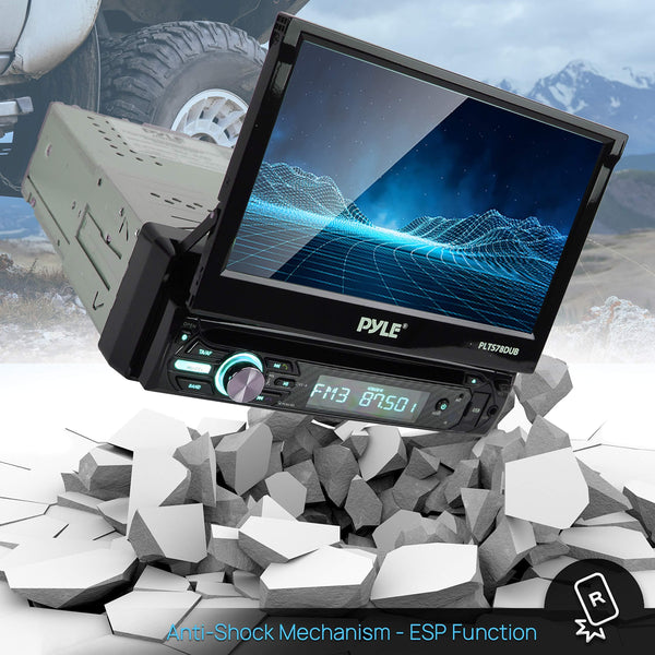 Single DIN Head Unit Receiver - in-Dash Car Stereo with 7" Multi-Color Touchscreen Display - Audio Video System with Bluetooth for Wireless Music Streaming & Hands-Free Calling - Pyle PLTS78DUB