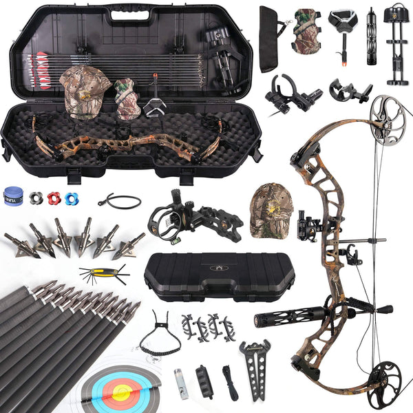 TOPOINT ARCHERY Daibow MOMENTOUS Compound Bow Package,CNC Milling Bow Riser,USA Gordon Composites Limb,BCY String,19"-30" Draw Length,19-70Lbs Draw Weight,IBO 320fps (Forest CAMO)