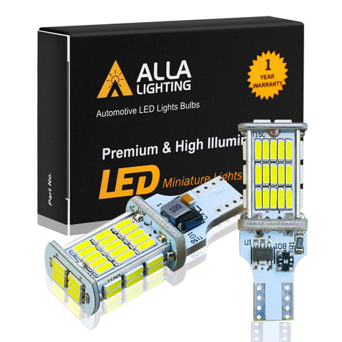 Alla Lighting 921 LED Reverse Light Bulb CAN-BUS Xtreme Super Bright 4014 48-SMD RV Car 912 W16W T15 Backup Brake Stop Cargo Lights, 6000K Xenon White