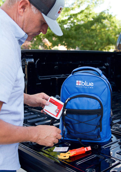 Blue Coolers Blue Seventy-Two | 72 Hour Emergency Backpack Survival Kit for 1 Person | Survival Kit for Roadside, Earthquake, Tornado, Hurricane, and Other Emergencies