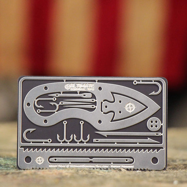 Tiny Survival Card: A 17-Tool Survival Kit with Knife That Fits in Your Wallet - Ultimate EDC, Multitool Card for Your Wallet - Great Gift!